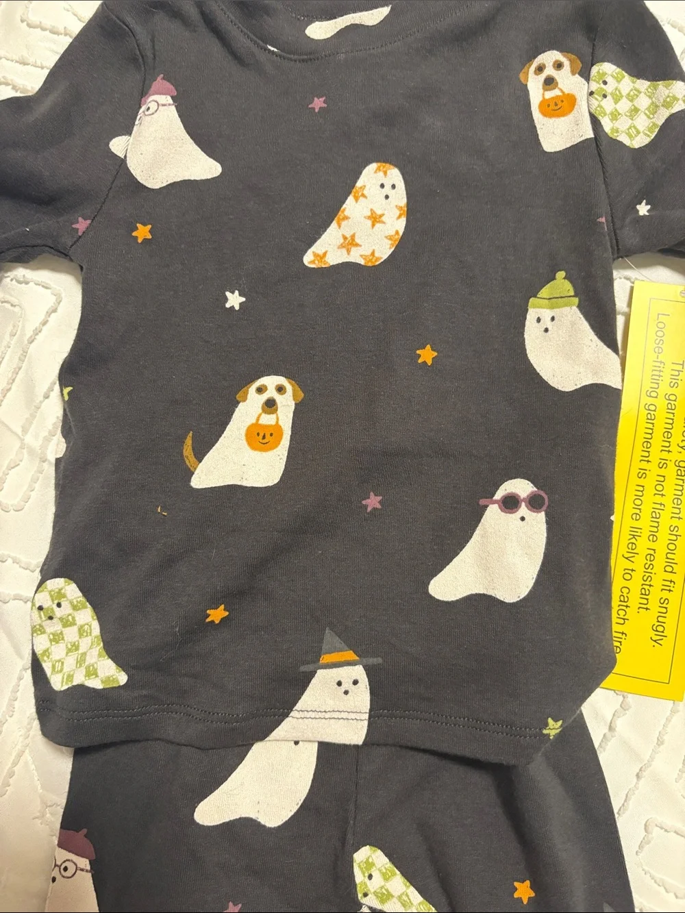 Little Co. Black Ghost Print Kids' Pajama Set